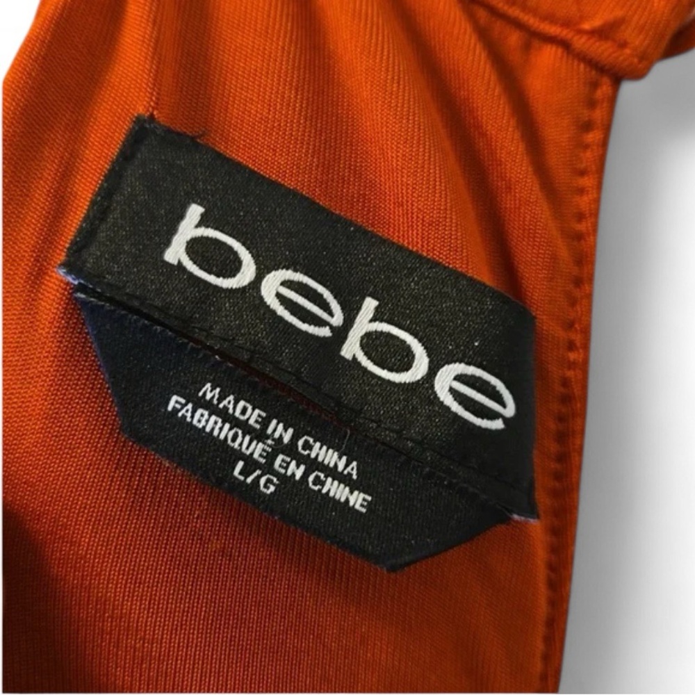 Bebe Women's Dress L Orange Cutout Twist Front Party Cocktail Vacation Dress - Picture 6 of 7